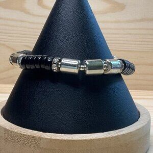 Black & Silver-Tone Stretch Bracelet